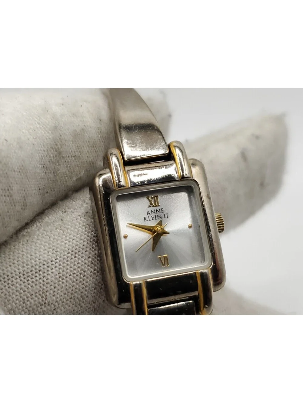 Anne Klein Quartz 16mm Womens Watch New Battery Silver Tone Square